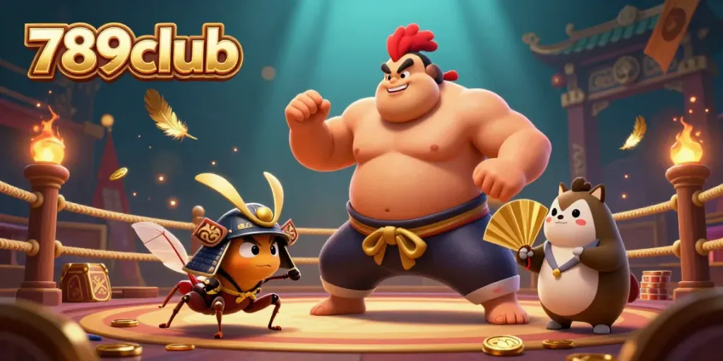 Engaging scene showcasing 789club with powerful characters in a vibrant gambling arena, capturing the excitement of casino gaming.