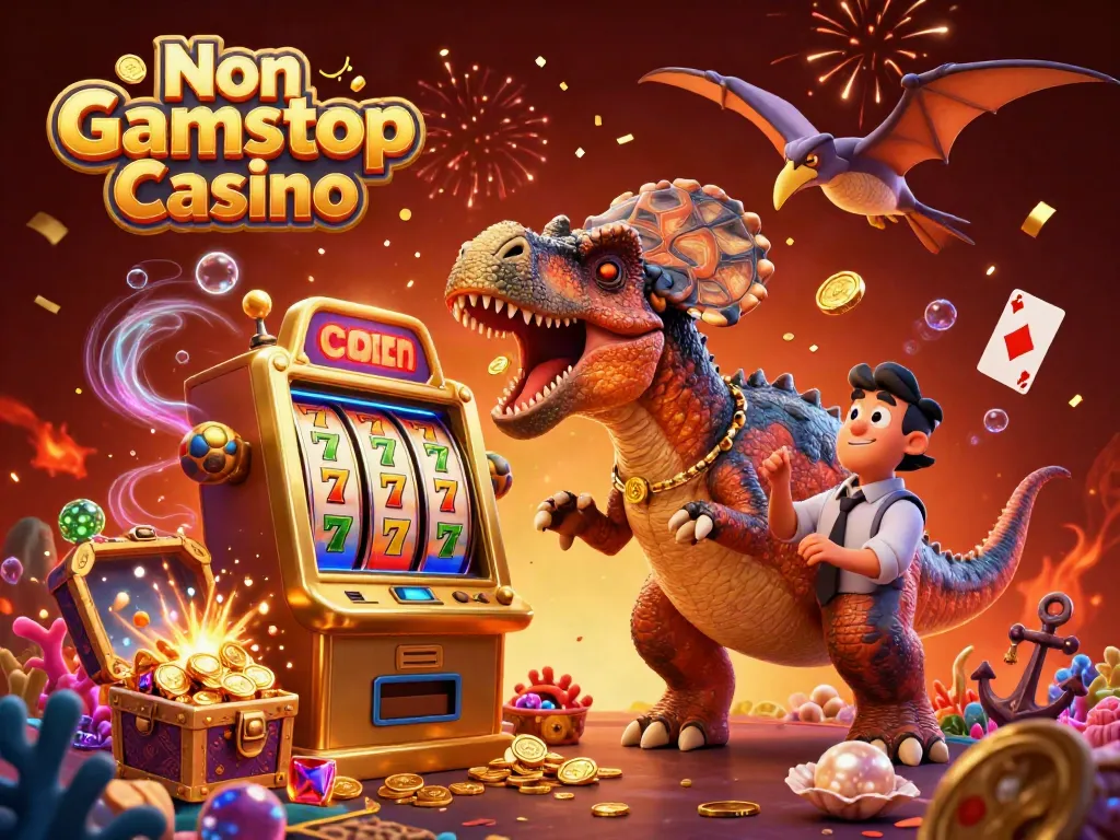 Experience big wins at Non Gamstop Casino with a dinosaur-themed jackpot scene full of excitement.