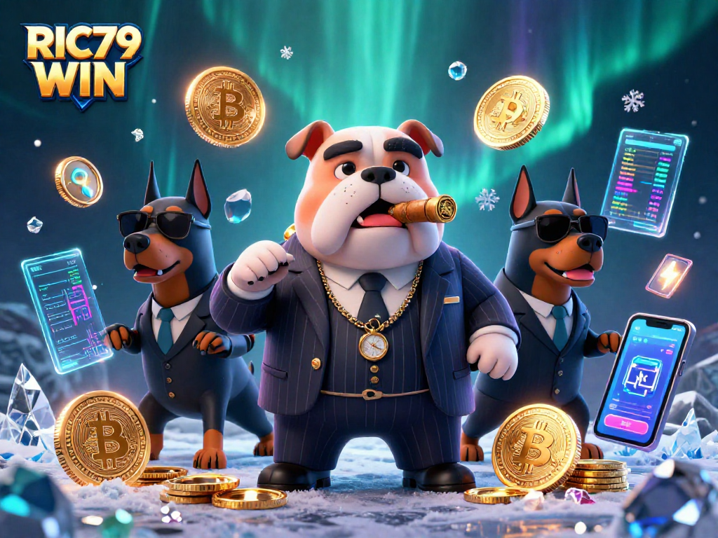 Join the action at RIC79 WIN's crypto casino with a mafia boss and stylish Dobermans