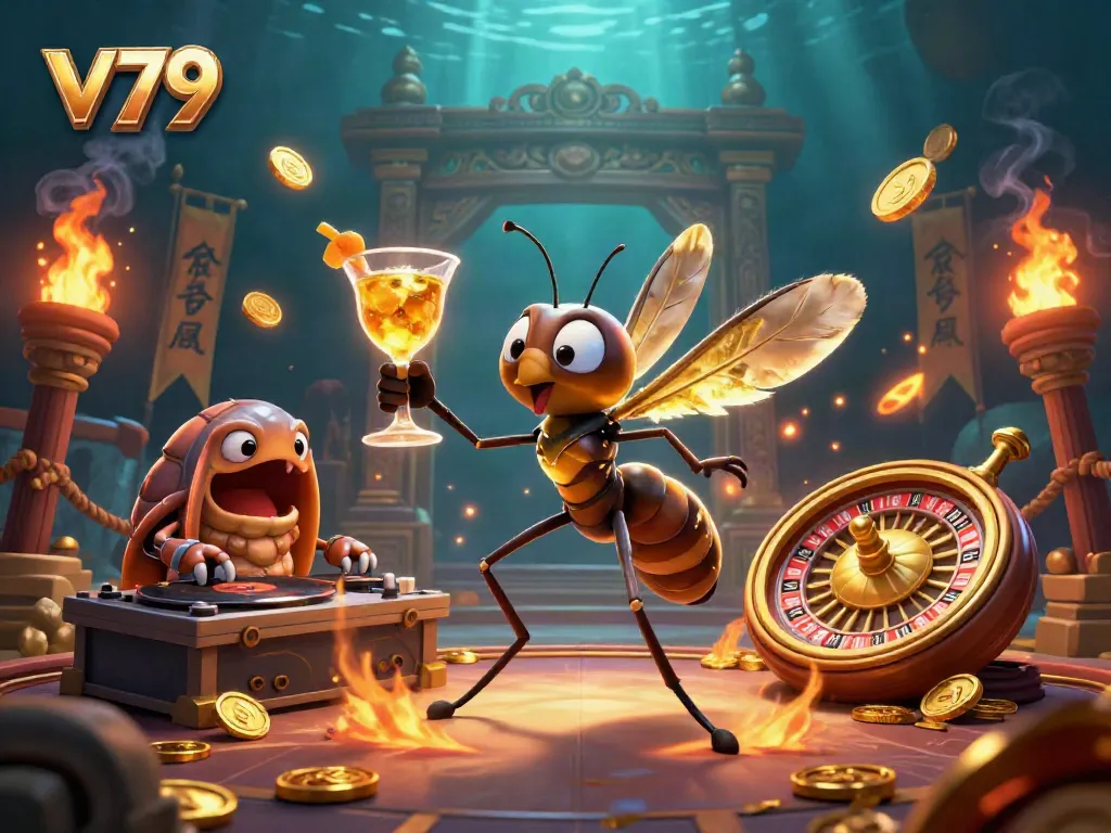 Experience thrilling gameplay with v79's vibrant casino scene showcasing unique characters and rich elements.