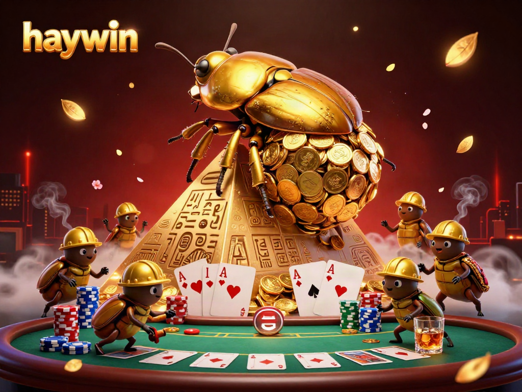 Engage in thrilling gambling adventures with haywin featuring golden beetles and poker elements.