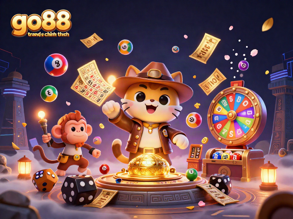 Experience thrilling wins with go88 trang chu chinh thuc in this vibrant casino adventure illustration.