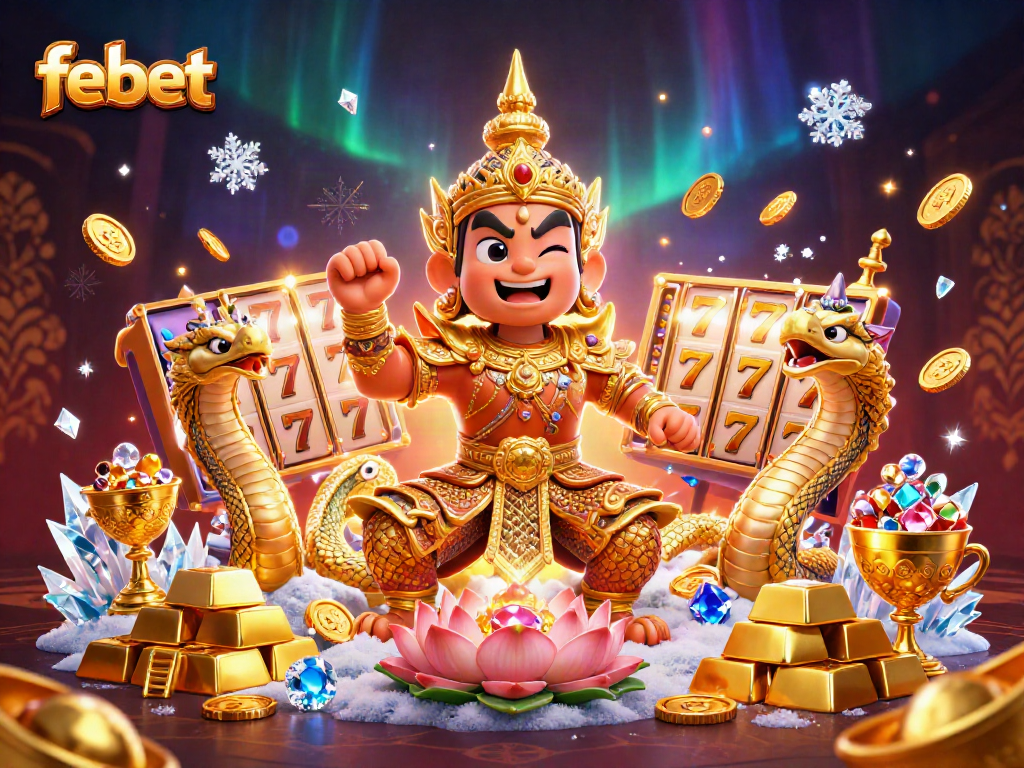 Experience excitement with febet as a vibrant 3D illustration showcases a thrilling slot game adventure.