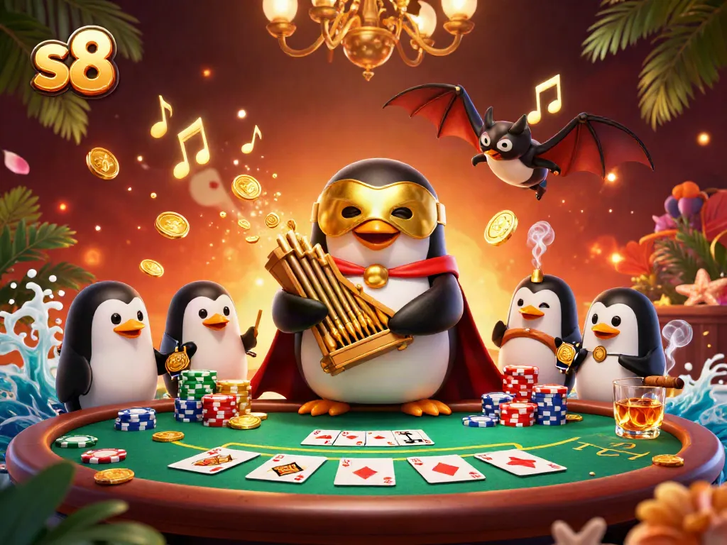 Engage in thrilling games at s8 with a penguin organist and vibrant poker scene.