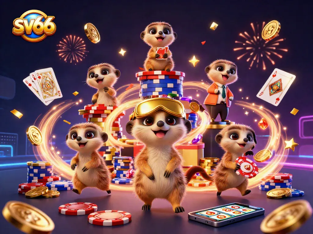 Experience the excitement of sv66 casino with engaging meerkats, vibrant gaming elements, and dynamic action.
