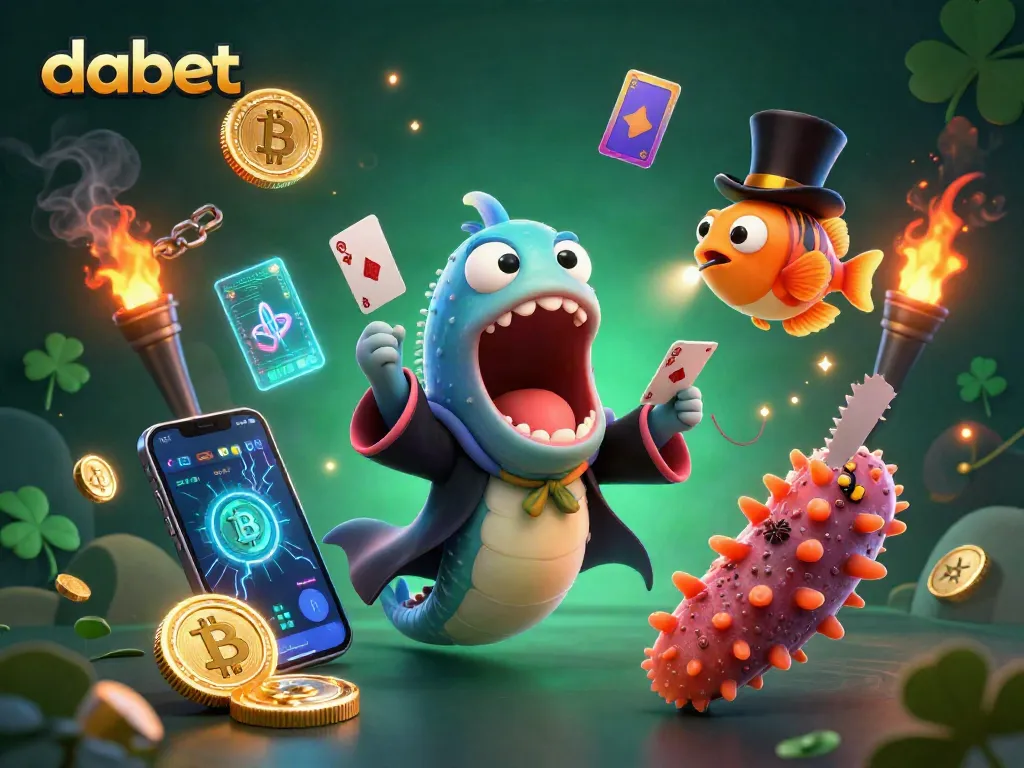 Engage with dabet in a vibrant underwater casino scene featuring a bioluminescent eel performing magic tricks