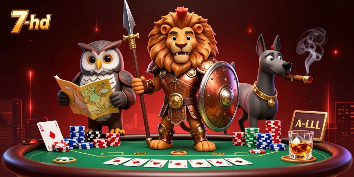 Experience thrilling gameplay with 7-hd, featuring a vibrant poker scene with characters in dynamic action.