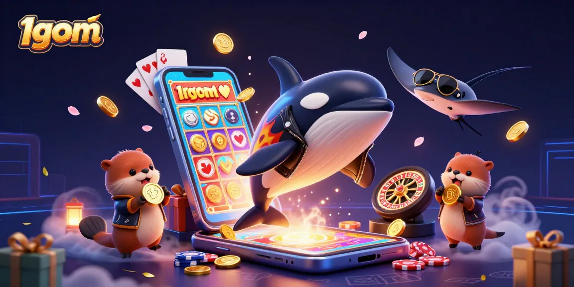1gom sports betting scene with an orca whale and sea otters reveling in winning moments