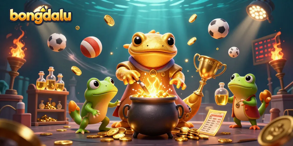 Bongdalu showcases winning moments with iconic sports elements in an engaging 3D illustration.