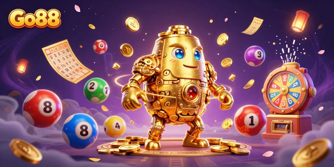 Engage with Go88’s golden golem amidst vibrant lottery elements for thrilling gaming excitement.