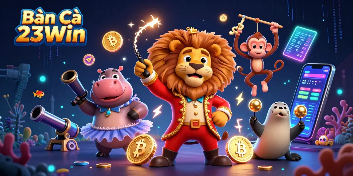 Experience Bắn Cá 23Win in this vibrant 3D scene featuring underwater adventures and fish game excitement.