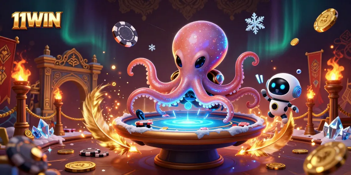 Engage in thrilling gameplay at 11WIN with an alien octopus dealer and exciting poker action.