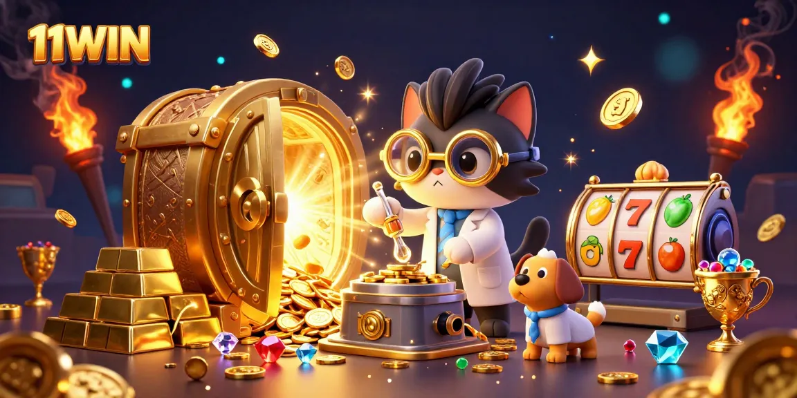 Play thrilling games at 11WIN with cartoon characters creating gold and winning treasures!